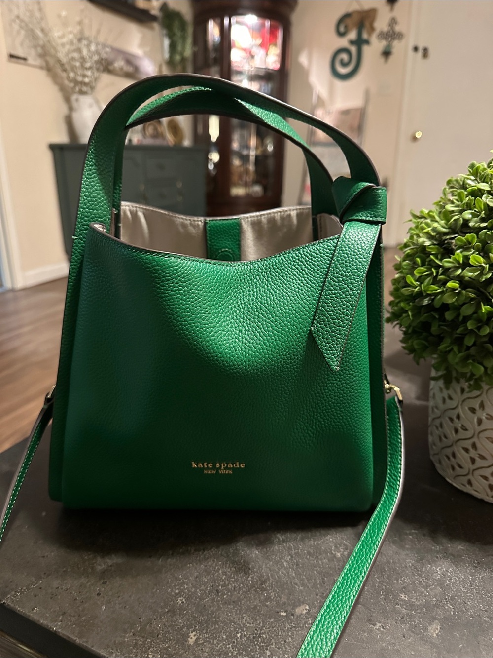 kate spade Emerald Green Pebbled Leather Shoulder Bag